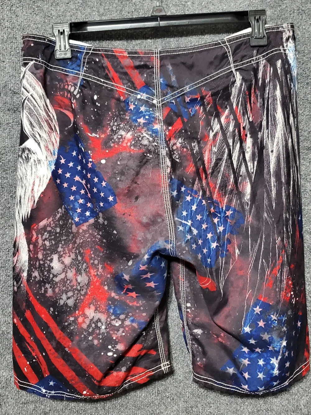 Vintage MMA Elite American Flag Skull Fight Board Shorts Mens L Patriotic USA